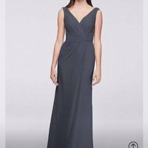 Faux-Wrap Pleated Chiffon Davids Bridal Dress